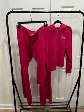 Juicy Couture Hot Pink Zip Hoodie and Pants Set